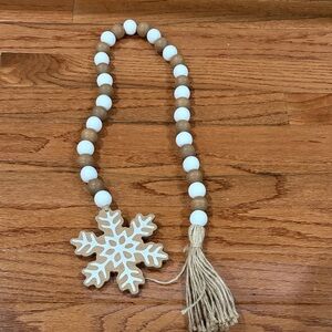 Wooden Bead Garland with Snowflake Ornament*